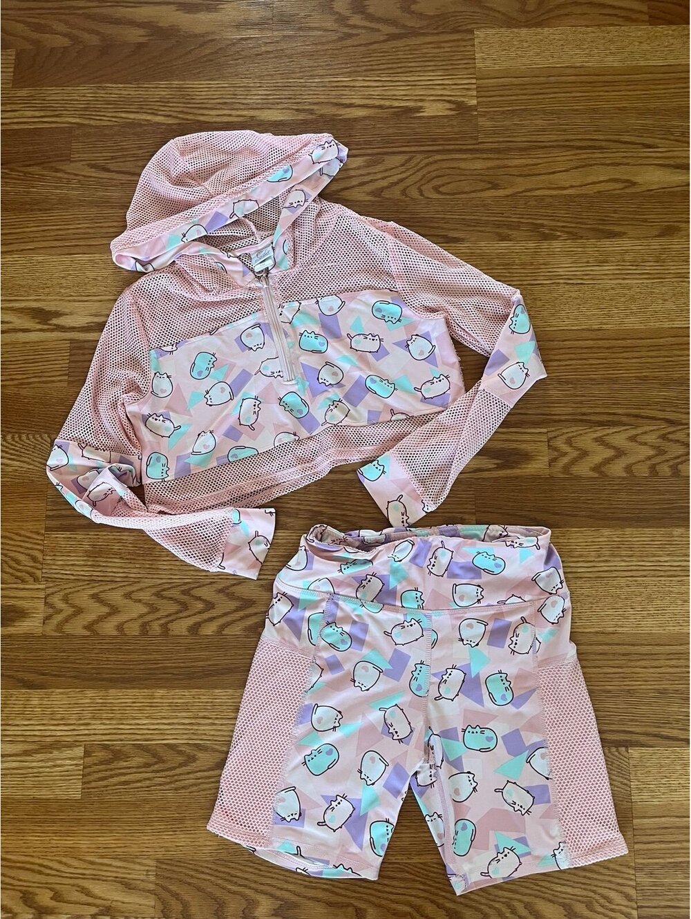 Pusheen matching set mesh jacket and biker shorts Size Small